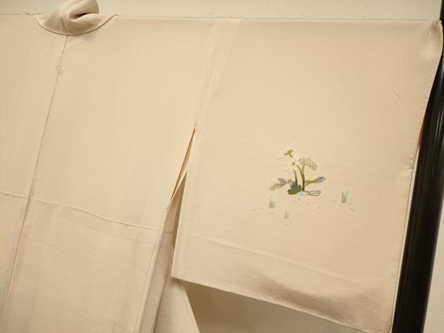 平和屋着物▽訪問着　単衣　総刺繍　枝花文　金糸　正絹　逸品　DABI4357du