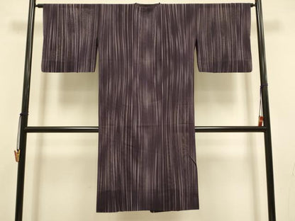 平和屋着物▽道行コート　スリーシーズン　春夏秋　塵除け　縞　ロング丈　正絹　逸品　DABI4362du