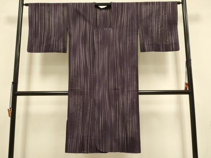 平和屋着物▽道行コート　スリーシーズン　春夏秋　塵除け　縞　ロング丈　正絹　逸品　DABI4362du
