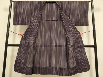 平和屋着物▽道行コート　スリーシーズン　春夏秋　塵除け　縞　ロング丈　正絹　逸品　DABI4362du
