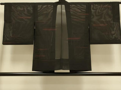 平和屋着物▽羽織　スリーシーズン　春夏秋　塵除け　横段文　正絹　逸品　DABI4363du