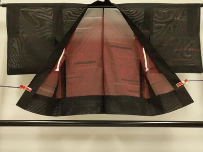 平和屋着物▽羽織　スリーシーズン　春夏秋　塵除け　横段文　正絹　逸品　DABI4363du