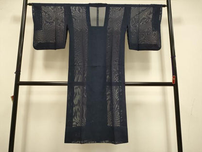 平和屋着物▽道行コート　スリーシーズン　春夏秋　塵除け　二重紗　縞　ロング丈　正絹　逸品　未使用　DABI4364du