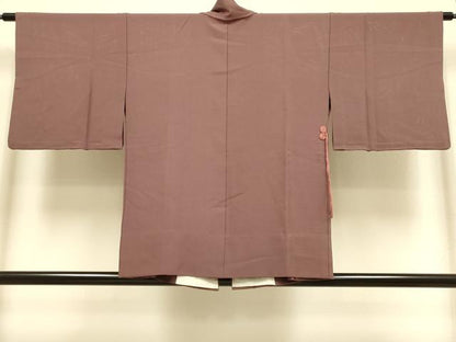 平和屋着物▽道中着　スリーシーズン　春夏秋　塵除け　濃い蘇芳香色　正絹　逸品　DABI4365du