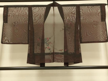 平和屋着物▽羽織　スリーシーズン　春夏秋　塵除け　刺繍　枝花文　正絹　逸品　DABI4367du