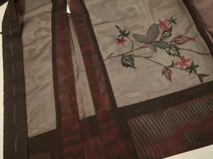 平和屋着物▽羽織　スリーシーズン　春夏秋　塵除け　刺繍　枝花文　正絹　逸品　DABI4367du