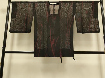平和屋着物▽道行コート　スリーシーズン　春夏秋　塵除け　秋草紋　銀糸　正絹　逸品　DABI4372du