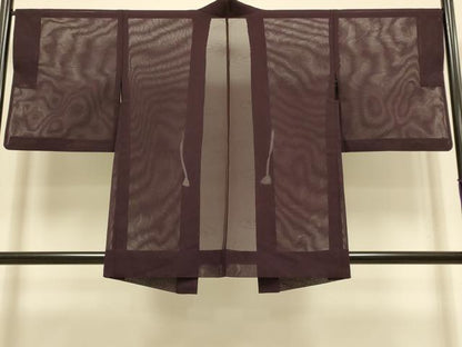 平和屋着物▽羽織　スリーシーズン　春夏秋　塵除け　流水文　濃い紫鳶色　正絹　逸品　DABI4373du