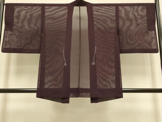 平和屋着物▽羽織　スリーシーズン　春夏秋　塵除け　流水文　濃い紫鳶色　正絹　逸品　DABI4373du