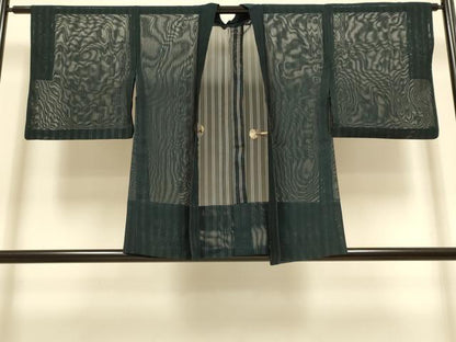 平和屋着物▽羽織　スリーシーズン　春夏秋　塵除け　二重紗　縞　正絹　逸品　DABI4374du