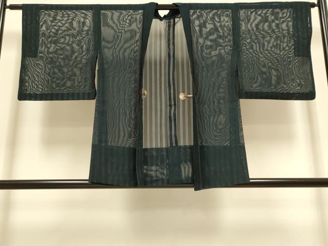 平和屋着物▽羽織　スリーシーズン　春夏秋　塵除け　二重紗　縞　正絹　逸品　DABI4374du
