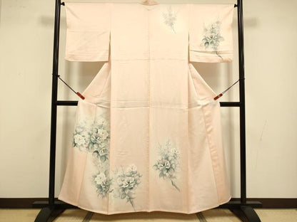 平和屋着物▽訪問着　単衣　手描き　草花文　暈し染め　正絹　逸品　DABI4375du