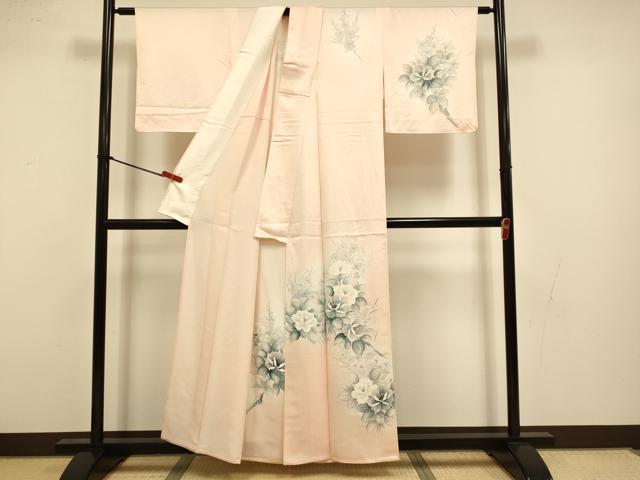 平和屋着物▽訪問着　単衣　手描き　草花文　暈し染め　正絹　逸品　DABI4375du