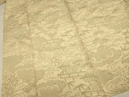 平和屋着物▽本場大島紬　単衣　7マルキ　風景笹松文　正絹　逸品　DABI4379du