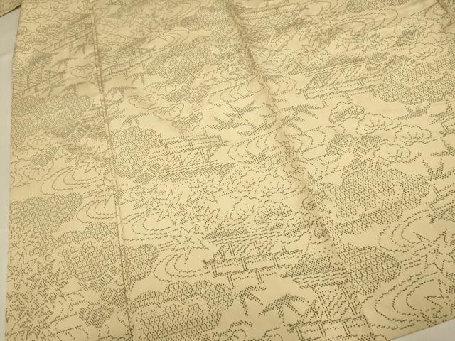 平和屋着物▽本場大島紬　単衣　7マルキ　風景笹松文　正絹　逸品　DABI4379du
