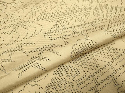 平和屋着物▽本場大島紬　単衣　7マルキ　風景笹松文　正絹　逸品　DABI4379du
