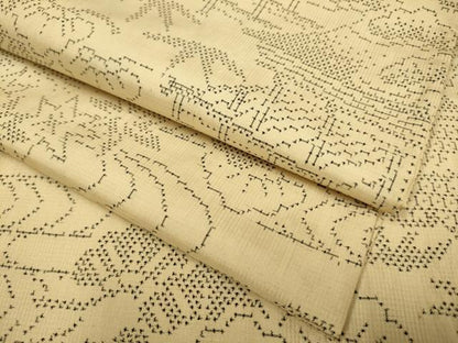 平和屋着物▽本場大島紬　単衣　7マルキ　風景笹松文　正絹　逸品　DABI4379du