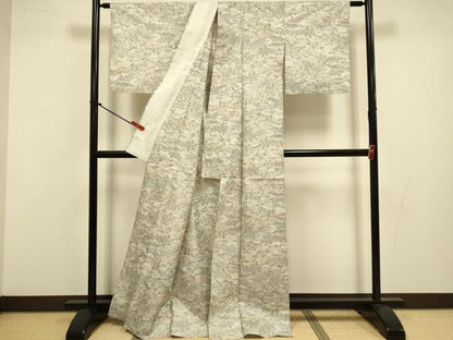 平和屋着物▽上質な紬　単衣　風景文　正絹　逸品　DABI4382du