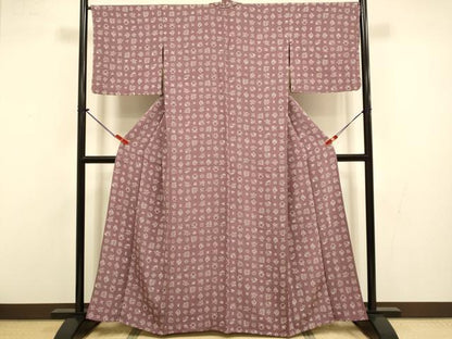 平和屋着物▽伝統工芸士 染谷梅治　小紋　単衣　吉祥柄　正絹　逸品　DABI4383du