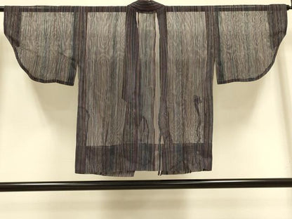 平和屋着物▽道中着　スリーシーズン　春夏秋　塵除け　縞　正絹　逸品　DABI4389du
