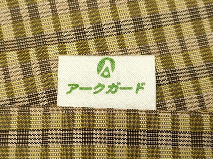 平和屋着物▽男性　黄八丈　単衣　平織　格子　正絹　逸品　未使用　DABI4393du