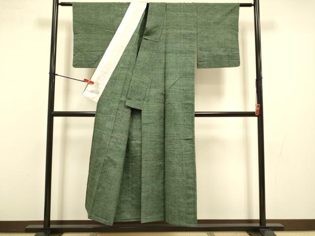 平和屋着物▽上質な紬　単衣　濃い岩井茶色　正絹　逸品　DABI4395du