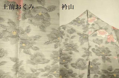 平和屋着物▽天山紬　単衣　枝花文　証紙付き　正絹　逸品　DABI4398du