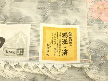 平和屋着物▽天山紬　単衣　枝花文　証紙付き　正絹　逸品　DABI4398du