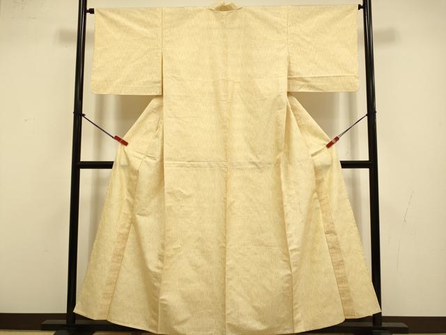 平和屋着物▽上質な紬　単衣　縞　正絹　逸品　DABI4400du