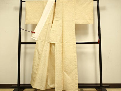 平和屋着物▽上質な紬　単衣　縞　正絹　逸品　DABI4400du