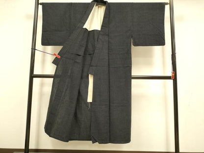 平和屋着物▽男性　久留米絣　単衣　十字絣　綿　逸品　DABI4401du