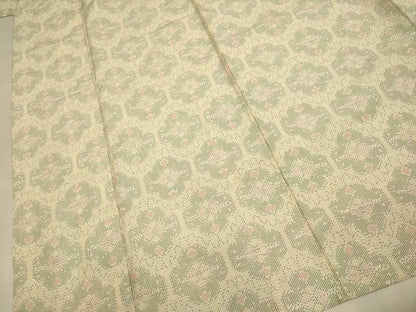 平和屋着物▽上質な紬　単衣　花菱文　正絹　逸品　DABI4402du
