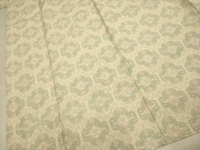 平和屋着物▽上質な紬　単衣　花菱文　正絹　逸品　DABI4402du