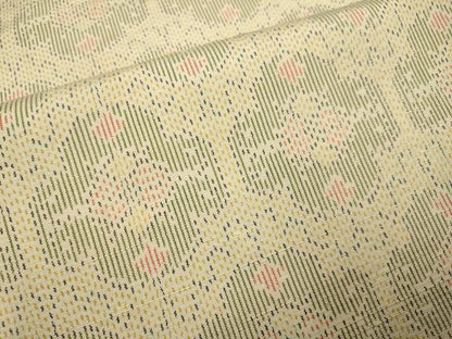 平和屋着物▽上質な紬　単衣　花菱文　正絹　逸品　DABI4402du