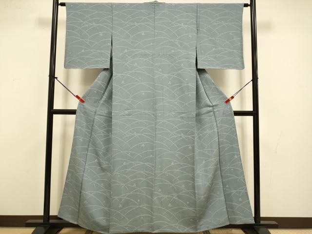 平和屋着物▽上質な小紋　単衣　芝文　反端付き　正絹　逸品　未使用　DABI4407du