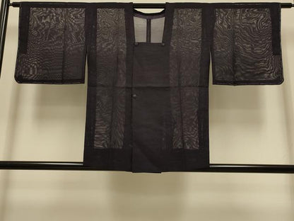 平和屋着物▽道行コート　スリーシーズン　春夏秋　塵除け　吹き寄せ文　濃い滅紫色　正絹　逸品　未使用　DABI4410du