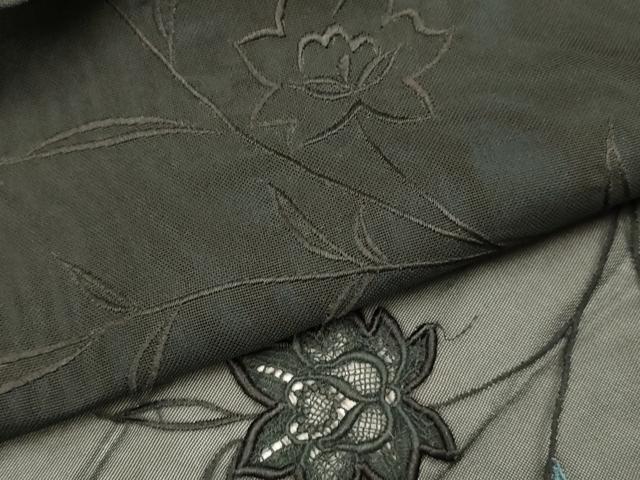 平和屋着物▽羽織　スリーシーズン　春夏秋　塵除け　刺繍　洋花文　正絹　逸品　DABI4420du