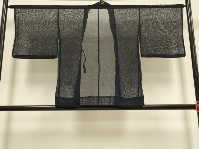 平和屋着物▽羽織　スリーシーズン　春夏秋　塵除け　芝文　濃い藍鉄色　正絹　逸品　DABI4421du