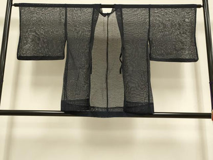 平和屋着物▽羽織　スリーシーズン　春夏秋　塵除け　芝文　濃い藍鉄色　正絹　逸品　DABI4421du