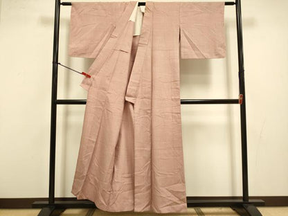 平和屋着物▽上質な紬　単衣　濃い水柿色　正絹　逸品　DABI4424du