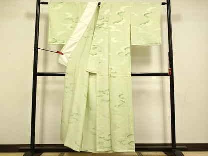 平和屋着物▽上質な小紋　単衣　雲重ね文　地紋起こし　正絹　逸品　DABI4426du