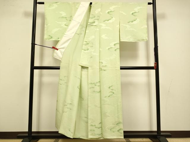 平和屋着物▽上質な小紋　単衣　雲重ね文　地紋起こし　正絹　逸品　DABI4426du