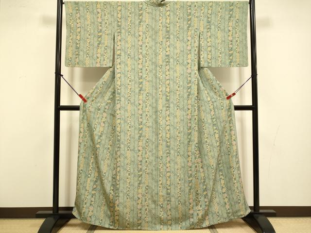 平和屋着物▽上質な小紋　単衣　花間道　正絹　逸品　DABI4428du