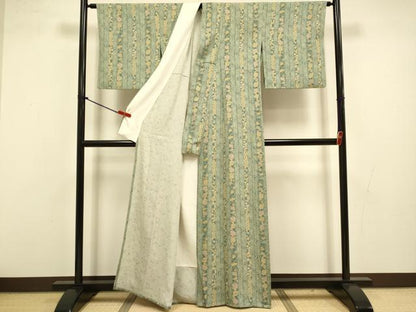平和屋着物▽上質な小紋　単衣　花間道　正絹　逸品　DABI4428du