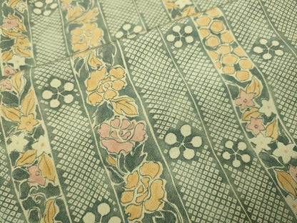 平和屋着物▽上質な小紋　単衣　花間道　正絹　逸品　DABI4428du