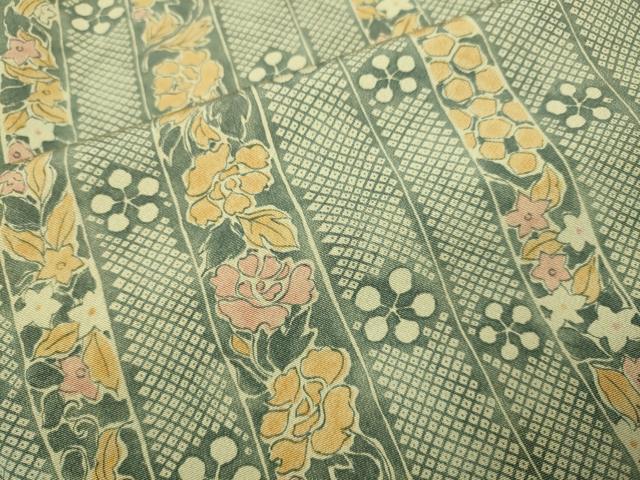 平和屋着物▽上質な小紋　単衣　花間道　正絹　逸品　DABI4428du