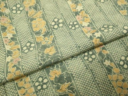 平和屋着物▽上質な小紋　単衣　花間道　正絹　逸品　DABI4428du