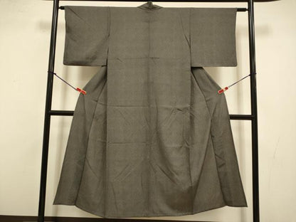 平和屋着物▽江戸小紋　単衣　吉祥柄　黒地　正絹　逸品　DABI4434du