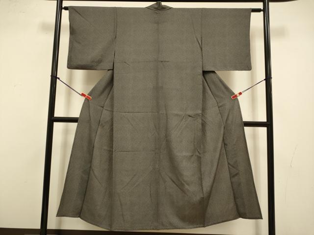 平和屋着物▽江戸小紋　単衣　吉祥柄　黒地　正絹　逸品　DABI4434du