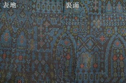 平和屋着物▽本塩沢　単衣　幾何学文様　正絹　逸品　DABI4439du